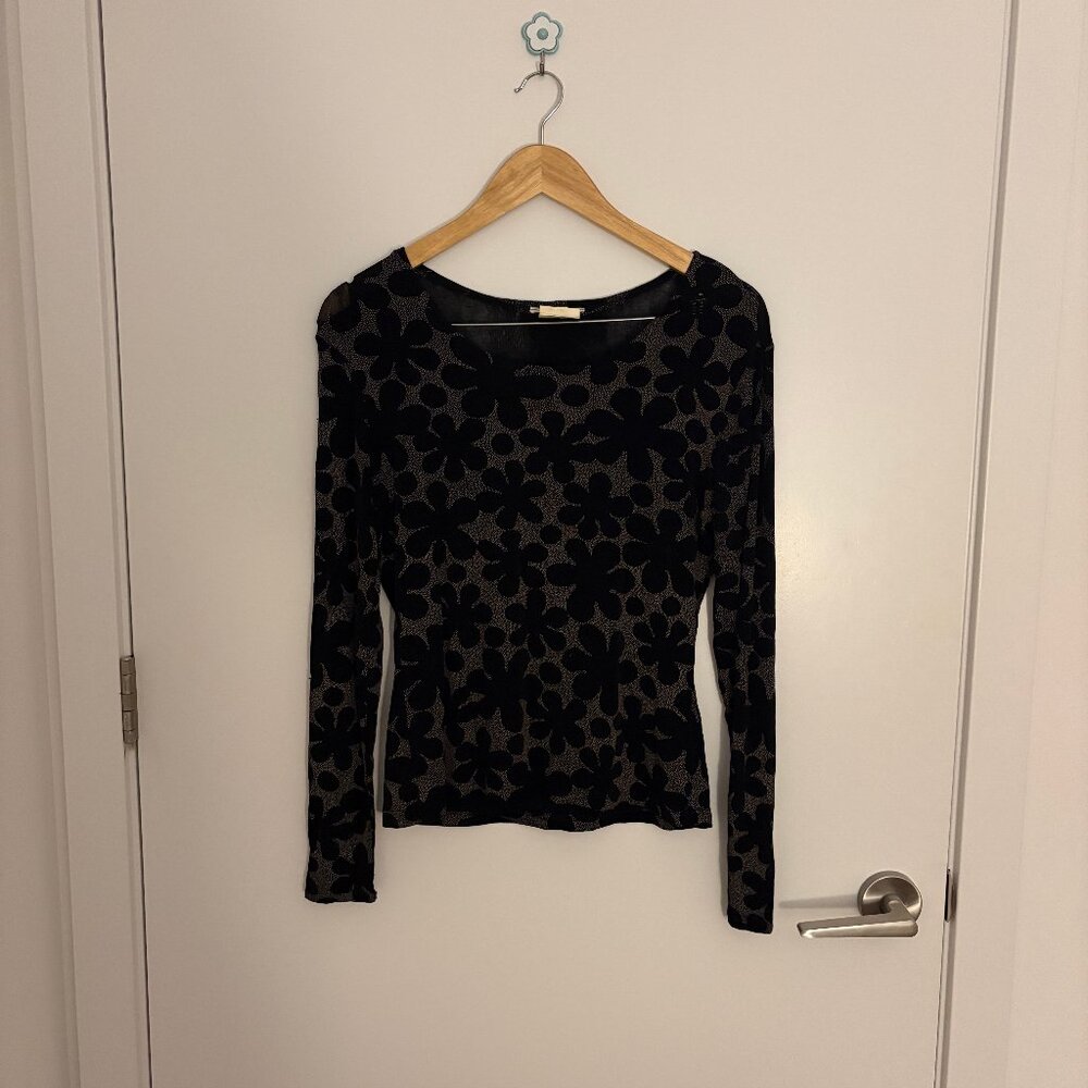 Vintage black floral long sleeve top